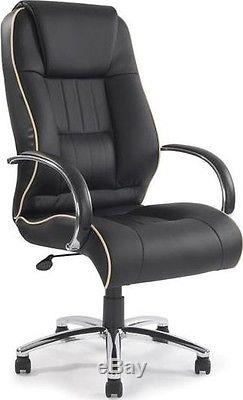 High Back Leather Faced Executive Armchair with Contrasting Piping Black 9211ATG