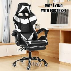 High Back Office Chair Computer Gaming Chairs PU Leather Footrest Swivel Lift