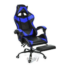 High Back Office Chair Computer Gaming Chairs PU Leather Footrest Swivel Lift