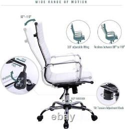 High Curved Back PU White Leather Home Office Chair (Exofcer brand NIB)