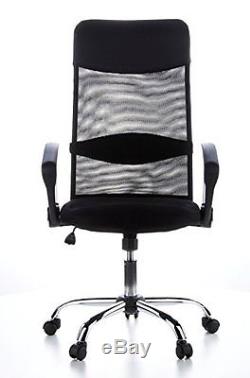 Hjh OFFICE ARIA HIGH Black Mesh/Faux Leather Executive/Office Chair