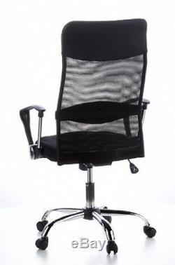 Hjh OFFICE ARIA HIGH Black Mesh/Faux Leather Executive/Office Chair