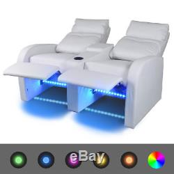 Home Cinema 2 Seater LED Armchair Chairs Faux Leather Recliner Office TV Sofas