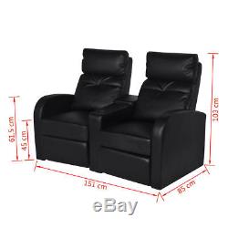 Home Cinema 2 Seater LED Armchair Chairs Faux Leather Recliner Office TV Sofas