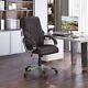 Home Office Chair High Back Computer Desk Chair With Faux Leather Brown