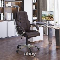 Home Office Chair High Back Computer Desk Chair with Faux Leather Brown