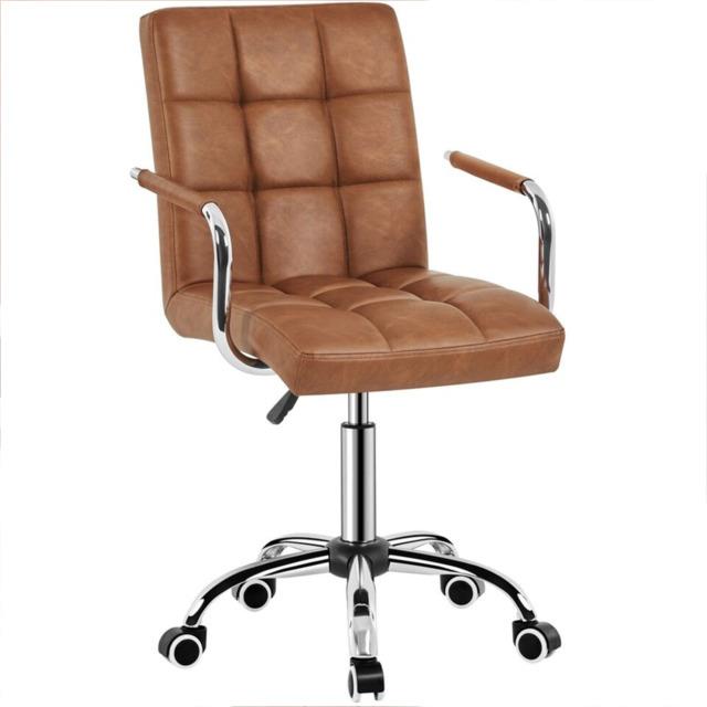 Home Office Chair Leather Computer Desk Chair Adjustable Swivel Chair With Arm