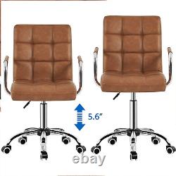Home Office Chair Leather Computer Desk Chair Adjustable Swivel Chair with Arm