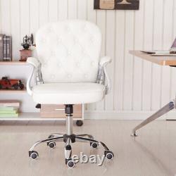 Home Office Chair Leather Computer Desk Chair with Arms for Study or Work White