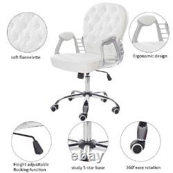 Home Office Chair Leather Computer Desk Chair with Arms for Study or Work White
