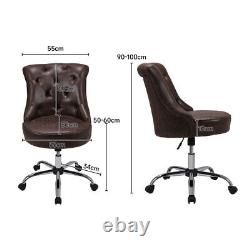 Home Office Chair PU Leather Computer Desk Chair Swivel Armless Chair Study Work