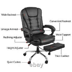 Home Office Desk Chair Computer PU Leather Luxury Home Black Executive Swivel