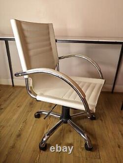 Home Office Desk Chair White Leather With Chrome
