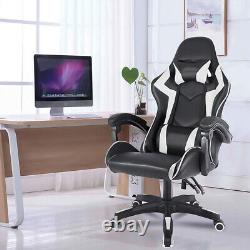 Home Office Gaming Chair Ergonomic Racing Chairs Leather Black+White Adjustable