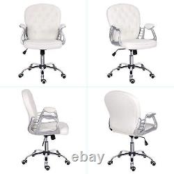 Home Office Swivel Chair Faux Leather Padded Lifting Computer Gaming Chair White