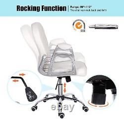Home Office Swivel Chair Faux Leather Padded Lifting Computer Gaming Chair White