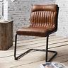 Hudson Living Capri Contemporary Dining Office Metal Top Grain Leather Chair
