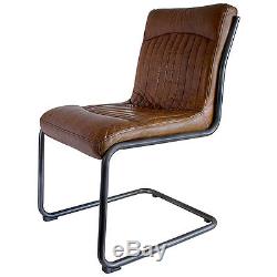 Hudson Living CAPRI Contemporary dining office metal top grain LEATHER CHAIR