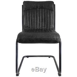 Hudson Living CAPRI Contemporary dining office top grain Black LEATHER CHAIR