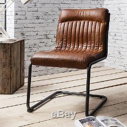 Hudson Living Contemporary CAPRI dining office metal top grain LEATHER CHAIR