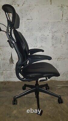 Humanscale Freedom Black Leather Headrest Task Chair Arm Home Office Posture