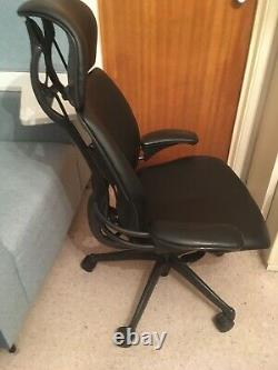 Humanscale Freedom Ergonomic Office Chair Headrest, Black Leather And Graphite