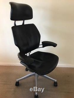 Humanscale Freedom Ergonomic Office Chair In Black Leather And Chrome