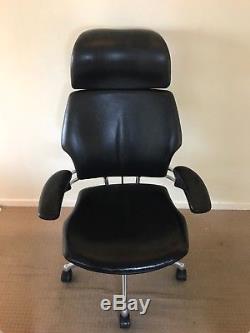 Humanscale Freedom Ergonomic Office Chair In Black Leather And Chrome