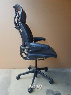 Humanscale Freedom Task Chair With Headrest Graphite Leather Hide Office