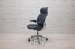 Humanscale Freedom Task Chair With Headrest In Black Leather