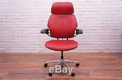 Humanscale Freedom Task Chair With Headrest in Red Leather