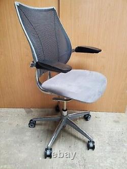 Humanscale Liberty Ergo Executive Task Office Chair Grey Suede Leather Mesh