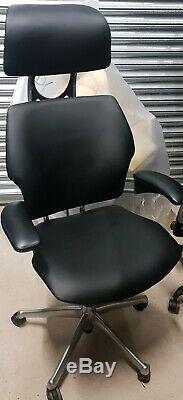 Humanscale freedom CHROME chairs high back Newly reupholstered black leather
