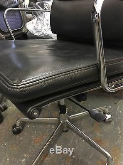 ICF Black Leather 219 Eames Office Swivel Chair
