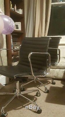 ICF Charles Eames leather and aluminion office chair with five leg base