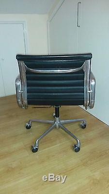ICF Eames Office Chair In Black Leather And Chromed Aluminium Genuine