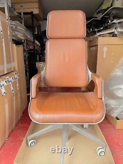 INTERSTUHL 362S Silver Brown Leather Highback Office Chair VAT Included