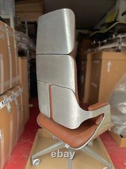 INTERSTUHL 362S Silver Brown Leather Highback Office Chair VAT Included