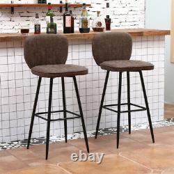 Industrial 2Pcs Bar Stool Kitchen Breakfast Office Counter Faux Leather Pub Home