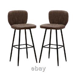 Industrial 2Pcs Bar Stool Kitchen Breakfast Office Counter Faux Leather Pub Home