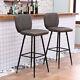 Industrial Grey 2pcs Bar Stool Kitchen Breakfast Office Counter Faux Leather Pub