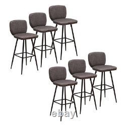 Industrial Grey 2Pcs Bar Stool Kitchen Breakfast Office Counter Faux Leather Pub