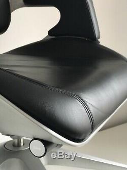 Interstuhl Silver 362S Hight Back Chair Black Leather Brushed Aluminium Frame