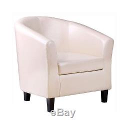 Ivory Bonded Leather Tub Chair Armchair for Dining Living Room Office Reception