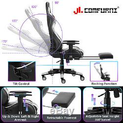 JL Comfurni Gaming Racing Home Office Chair Computer High Back Recliner Leather