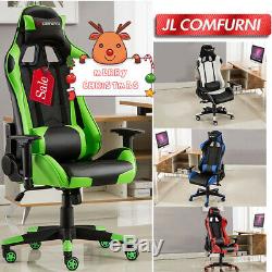 JL Comfurni Gaming Racing Home Office Chair Executive Swivel Recliner Leather