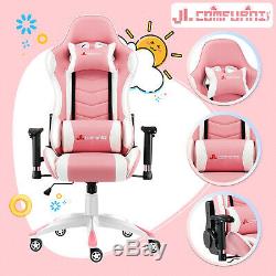 JL Comfurni Luxury Computer Desk Gaming Chair Leather Home Office Recliner Chair