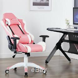 JL Comfurni Luxury Computer Desk Gaming Chair Leather Home Office Recliner Chair
