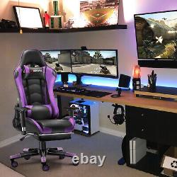 JL Comfurni Racing Gaming Chair Home Office Computer Desk Chair Swivel Leather
