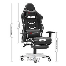 JL Comfurni Racing Gaming Office Chair Footrest Swivel Lift Recliner Large Size